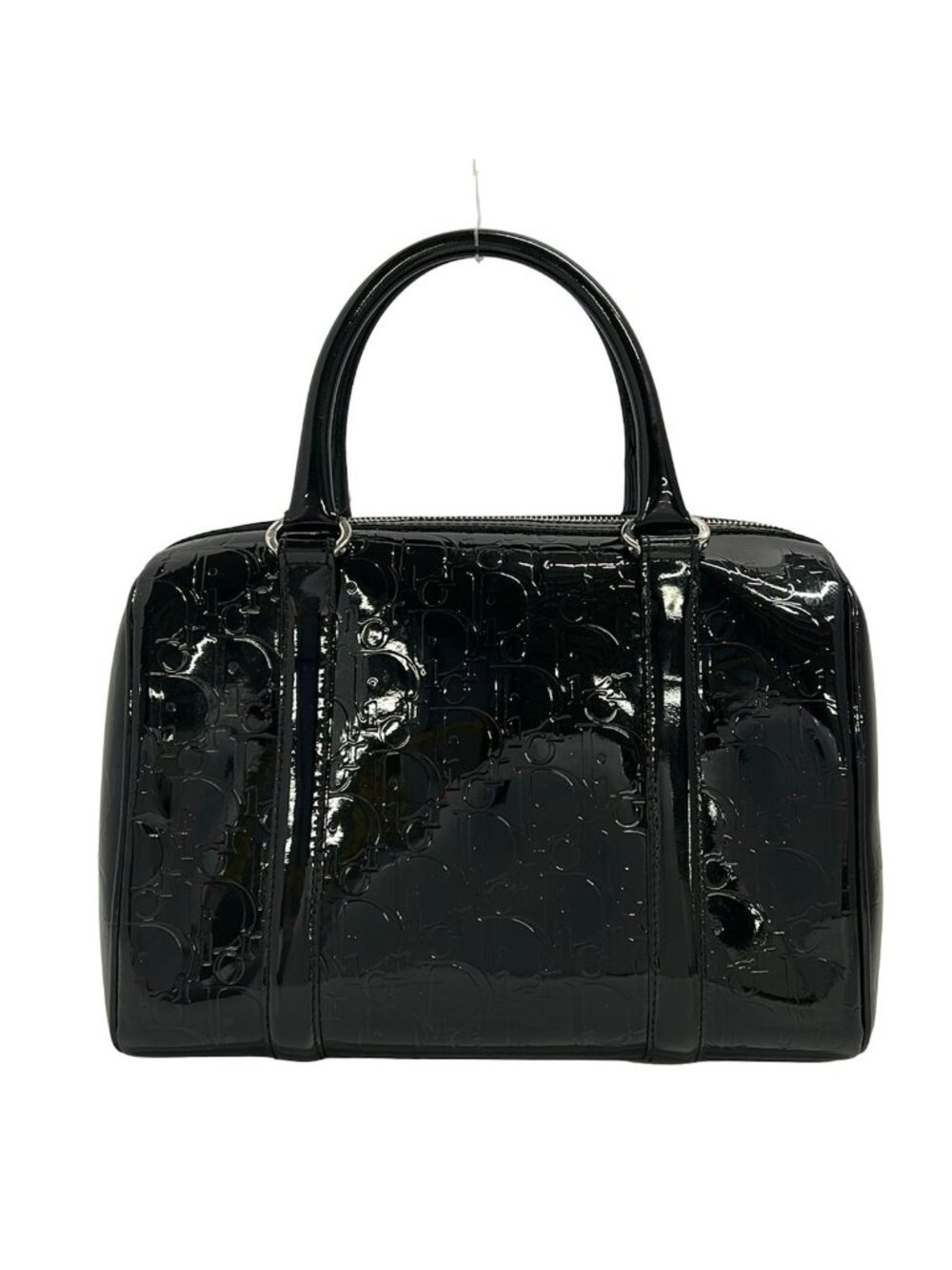 Dior Handbag Logo Glam Black Mini Boston Leather